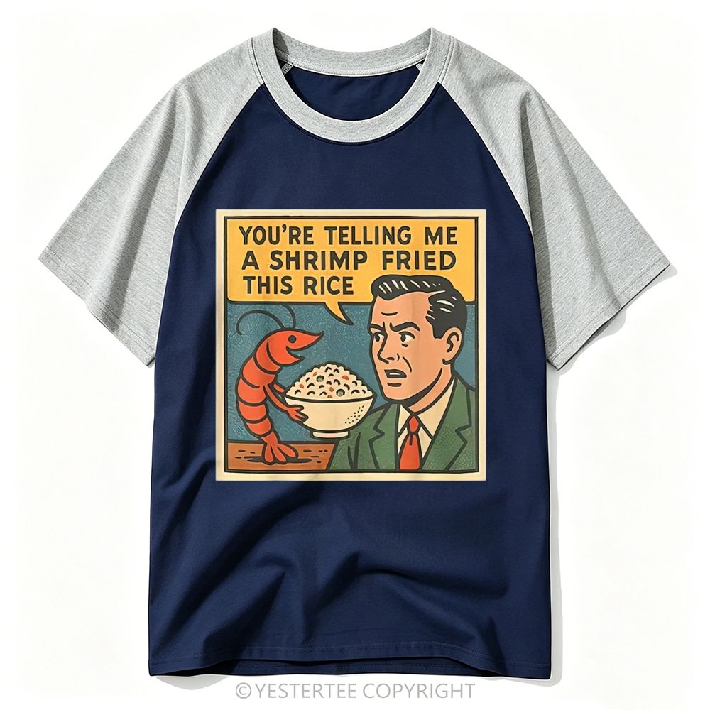 Comic Panel Shrimp Fried Rice Pun Cartoon Baseball T-shirt