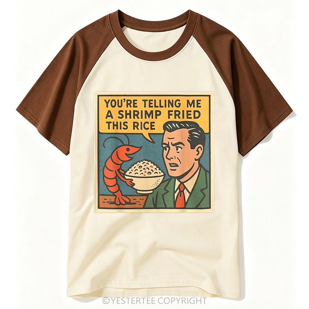 Comic Panel Shrimp Fried Rice Pun Cartoon Baseball T-shirt