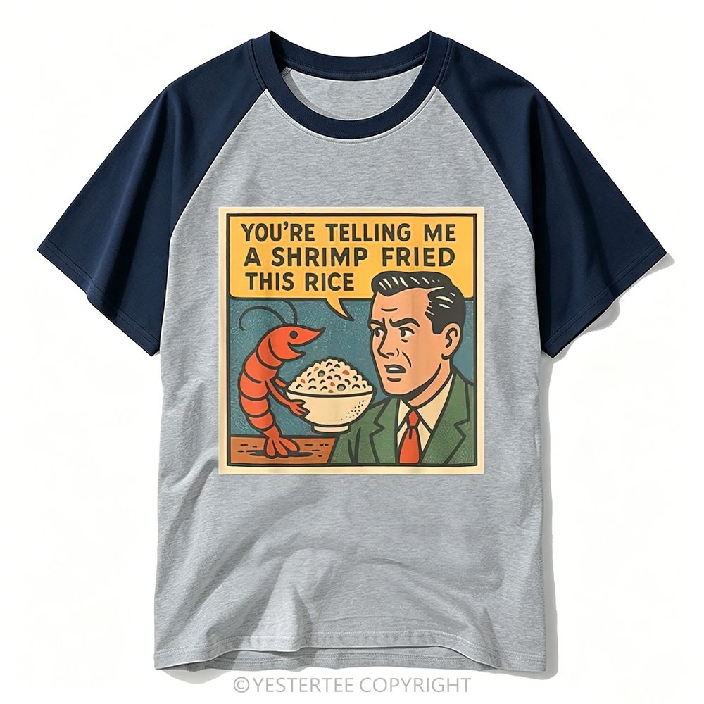 Comic Panel Shrimp Fried Rice Pun Cartoon Baseball T-shirt