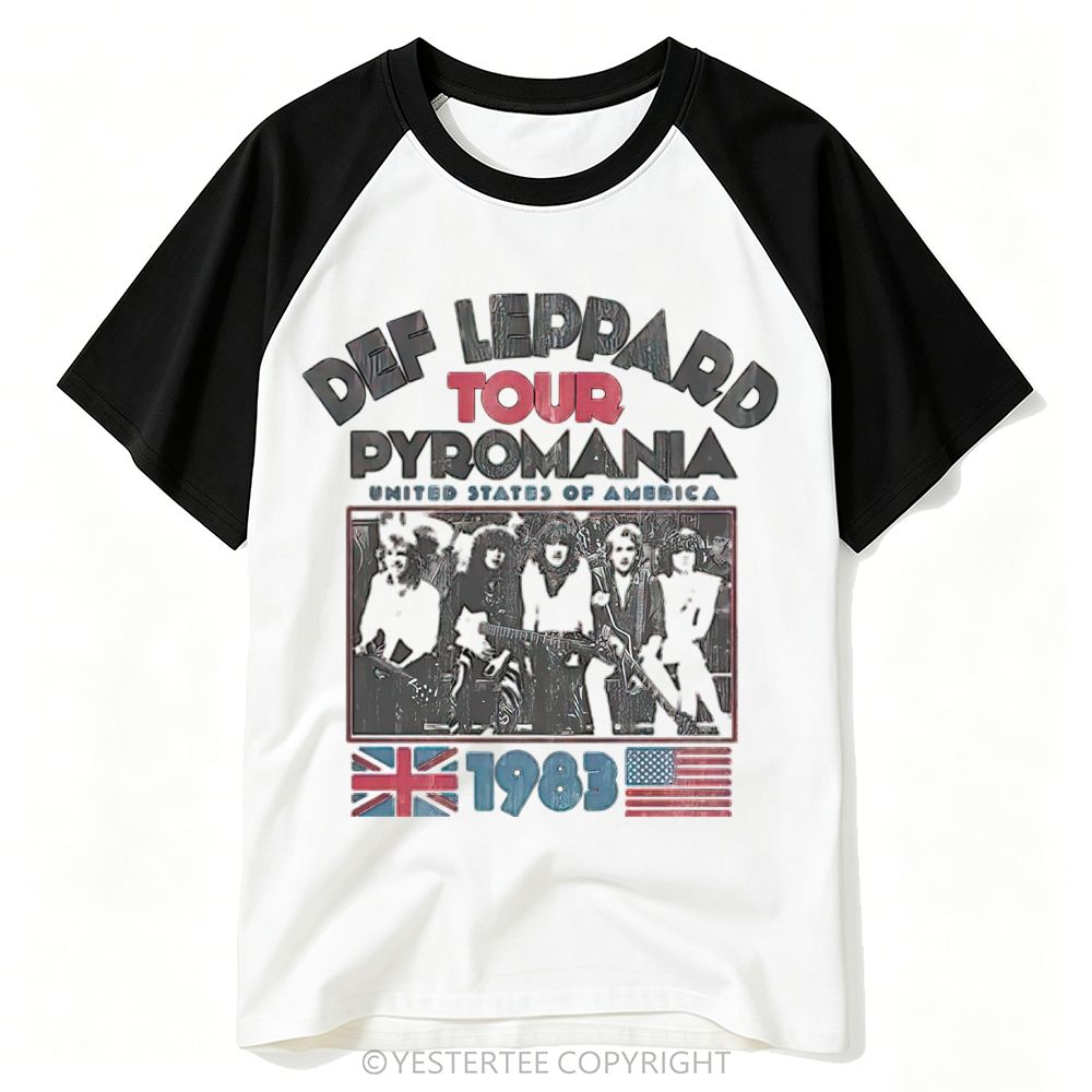 Yestertee 1983 Hard Rock Band Tour Distressed Photo Baseball T-shirt