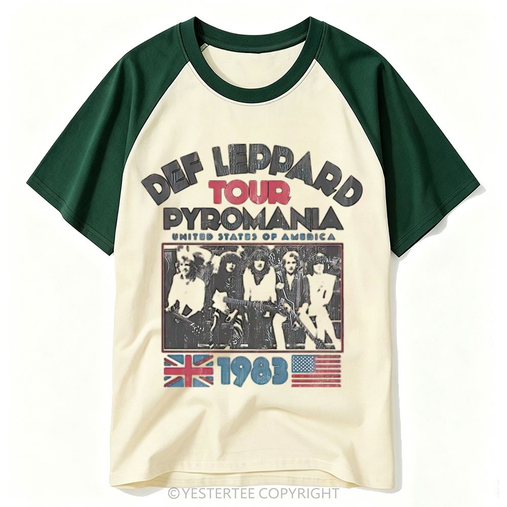 Yestertee 1983 Hard Rock Band Tour Distressed Photo Baseball T-shirt