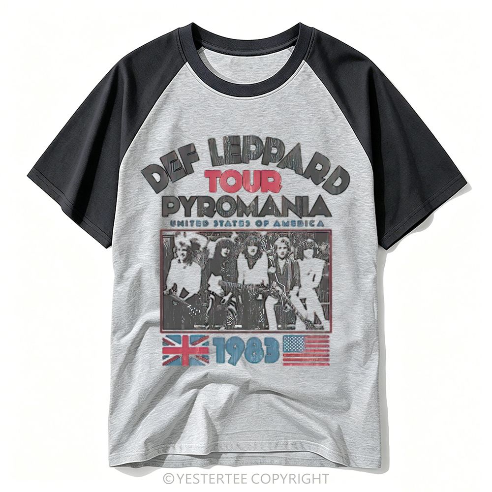Yestertee 1983 Hard Rock Band Tour Distressed Photo Baseball T-shirt