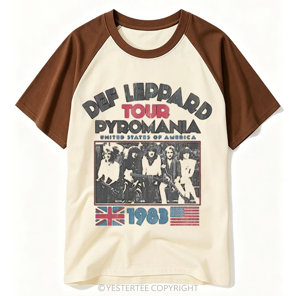 Yestertee 1983 Hard Rock Band Tour Distressed Photo Baseball T-shirt