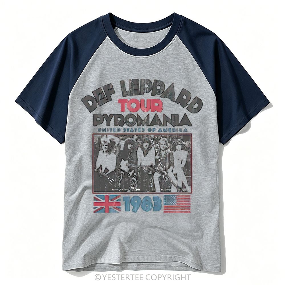 Yestertee 1983 Hard Rock Band Tour Distressed Photo Baseball T-shirt