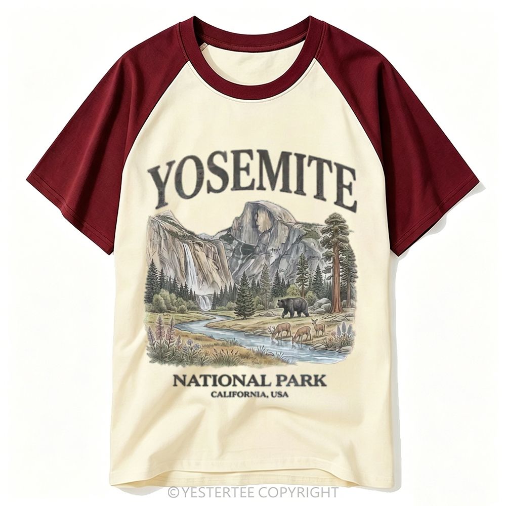 Yestertee Line Art Sunset Canyon National Park Landscape Baseball T-shirt