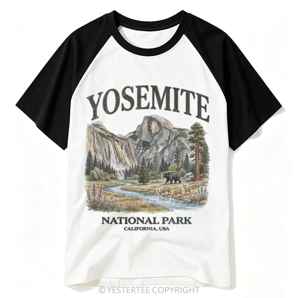 Yestertee Line Art Sunset Canyon National Park Landscape Baseball T-shirt