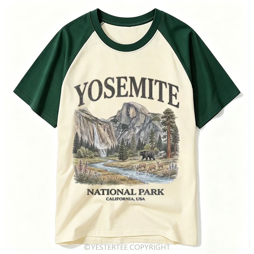 Yestertee Line Art Sunset Canyon National Park Landscape Baseball T-shirt