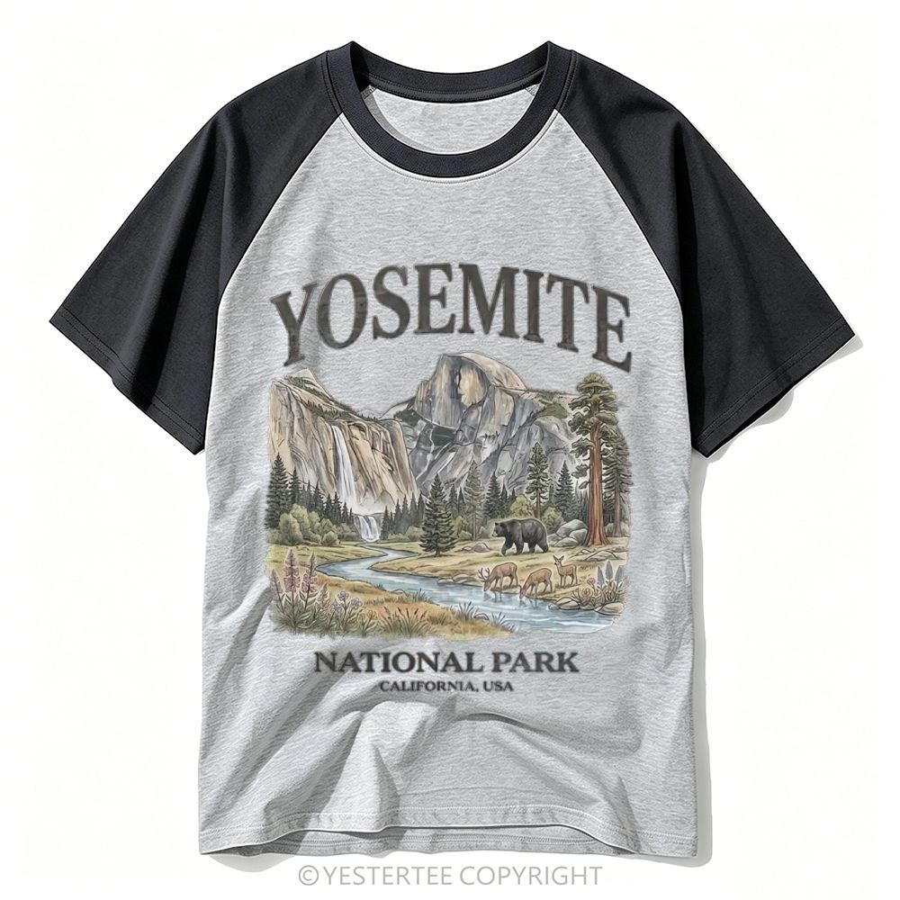 Yestertee Line Art Sunset Canyon National Park Landscape Baseball T-shirt