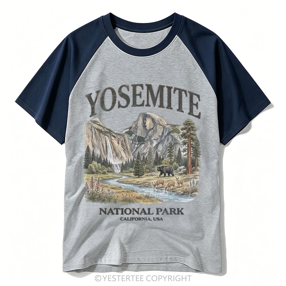 Yestertee Line Art Sunset Canyon National Park Landscape Baseball T-shirt