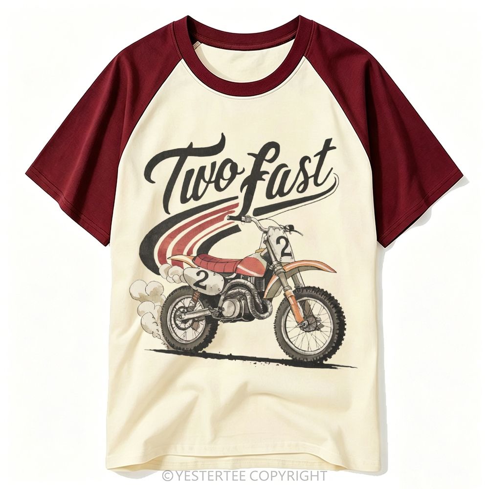 Vintage Dirt Bike Two Fast Racing Baseball T-shirt
