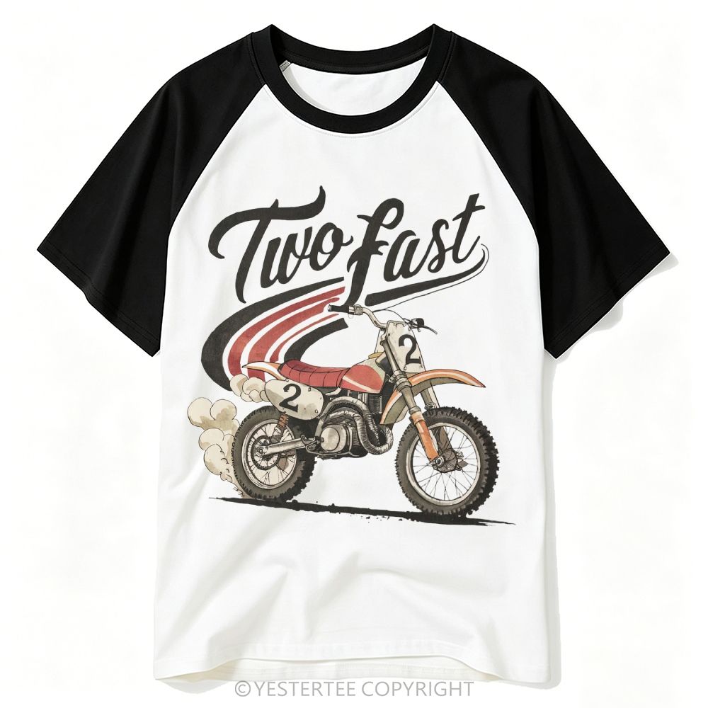 Vintage Dirt Bike Two Fast Racing Baseball T-shirt