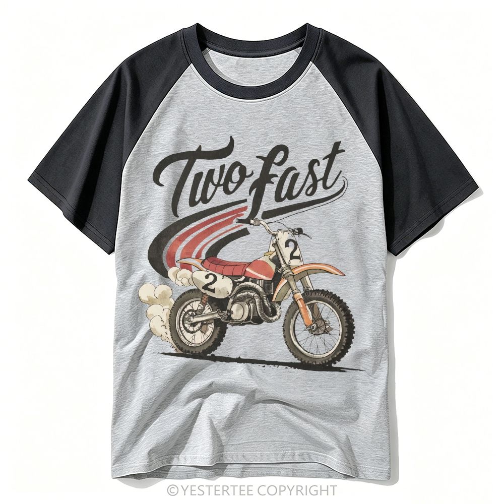 Vintage Dirt Bike Two Fast Racing Baseball T-shirt