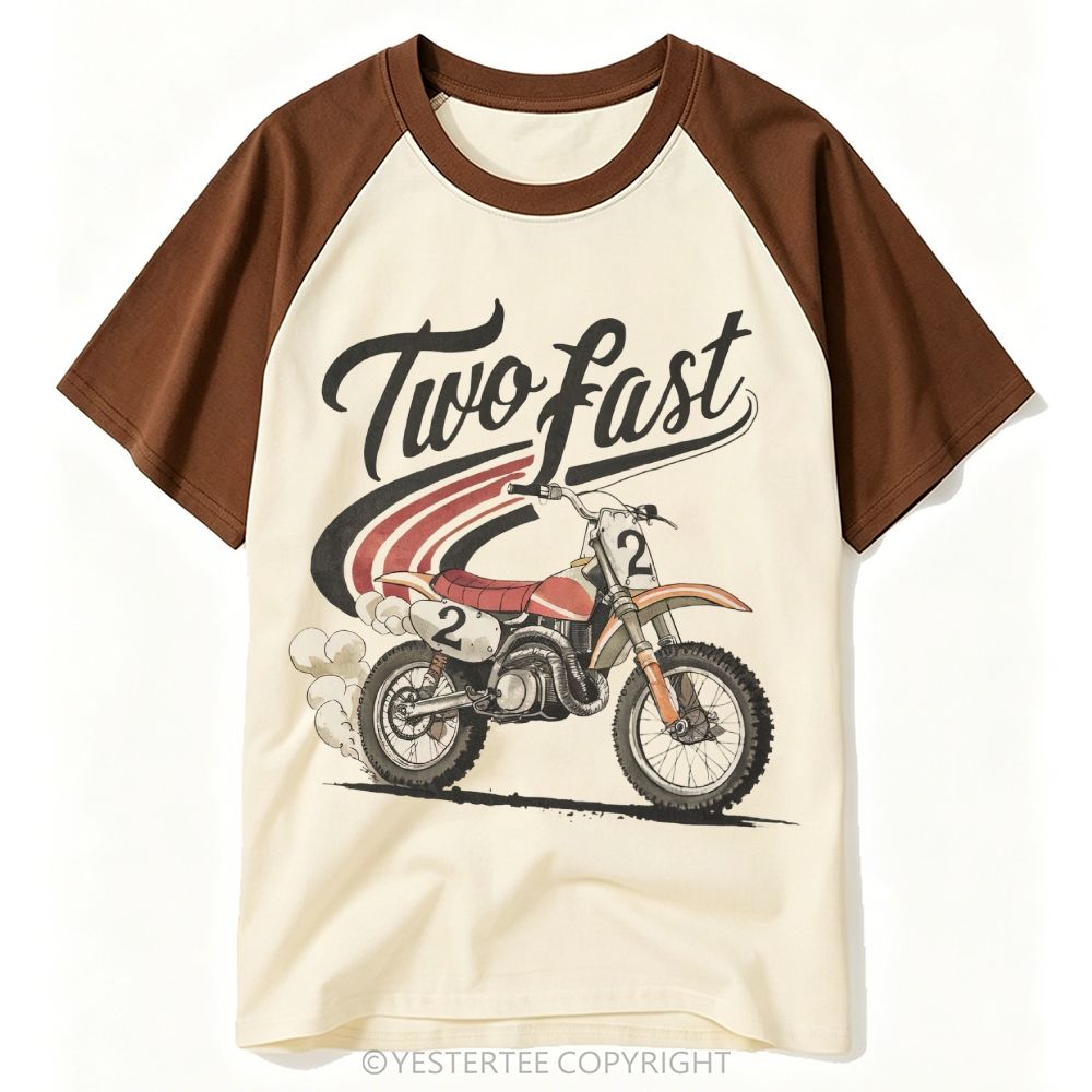 Vintage Dirt Bike Two Fast Racing Baseball T-shirt