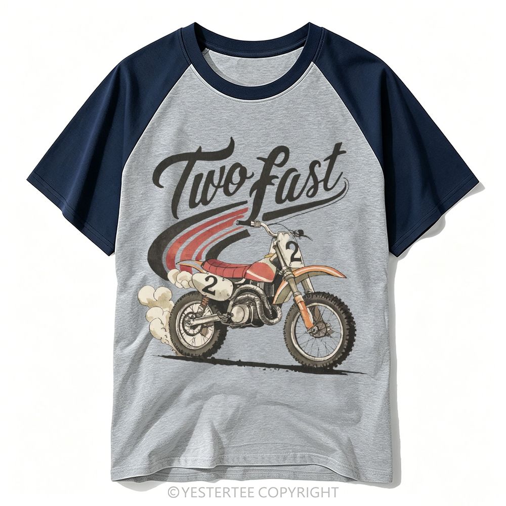 Vintage Dirt Bike Two Fast Racing Baseball T-shirt