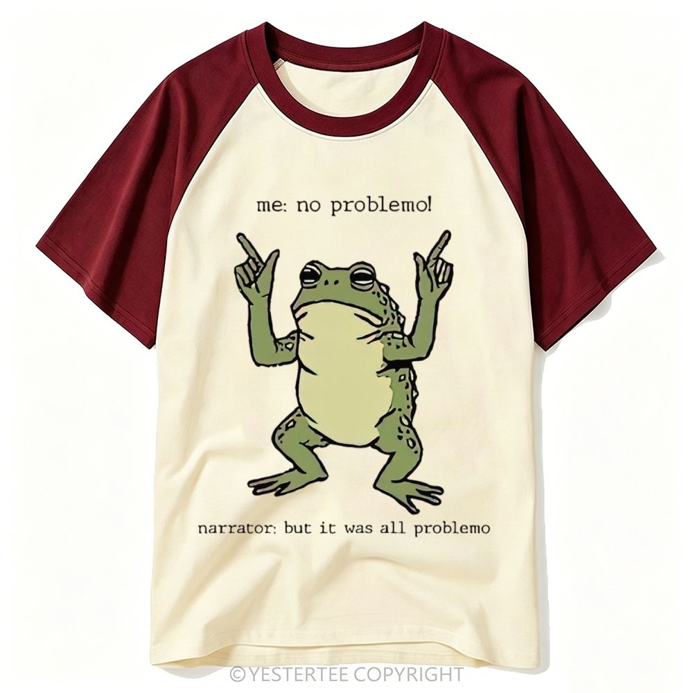 Yestertee Funny Meme Frog Double Hand Middle Finger Pun Cartoon Baseball T-shirt