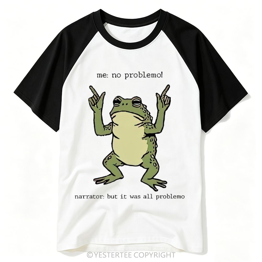 Yestertee Funny Meme Frog Double Hand Middle Finger Pun Cartoon Baseball T-shirt