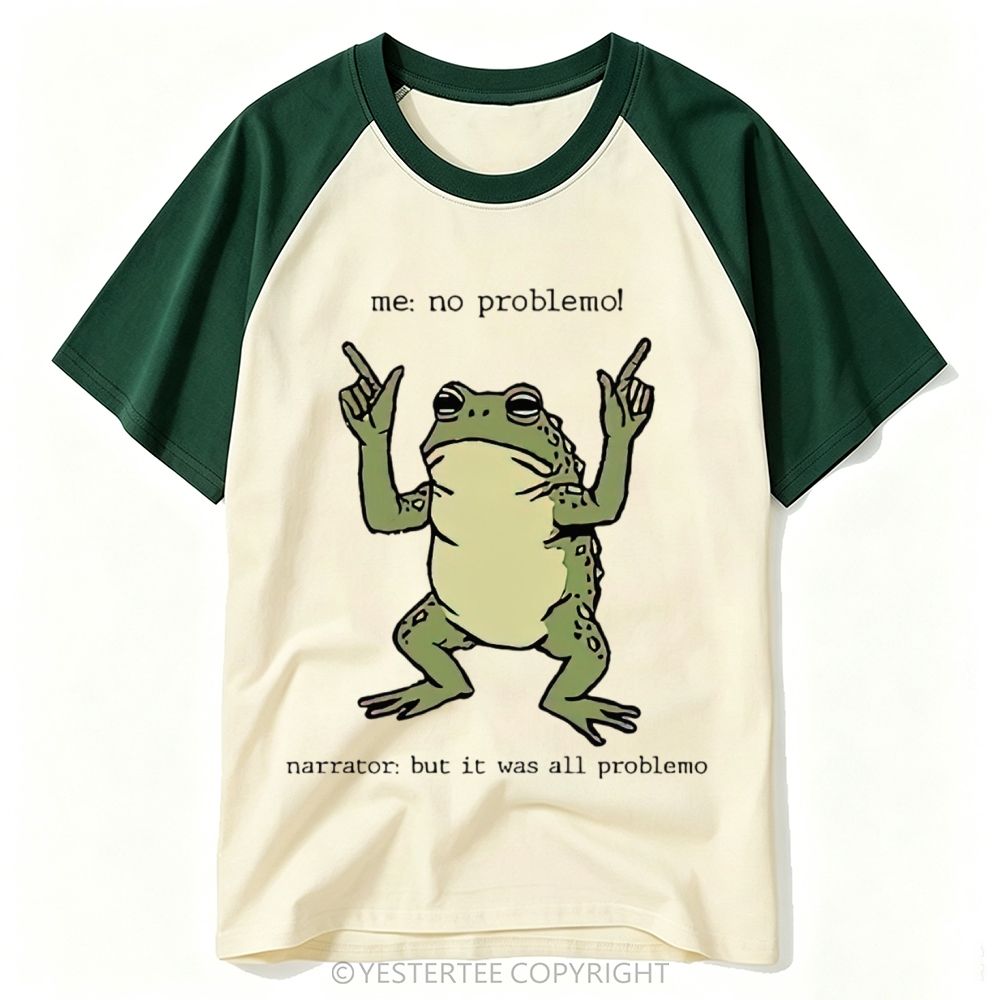 Yestertee Funny Meme Frog Double Hand Middle Finger Pun Cartoon Baseball T-shirt