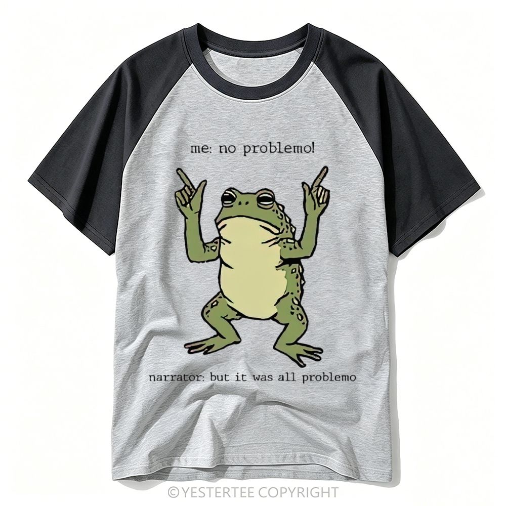 Yestertee Funny Meme Frog Double Hand Middle Finger Pun Cartoon Baseball T-shirt