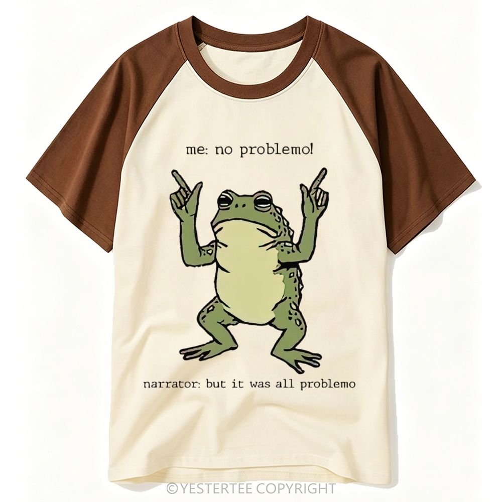 Yestertee Funny Meme Frog Double Hand Middle Finger Pun Cartoon Baseball T-shirt