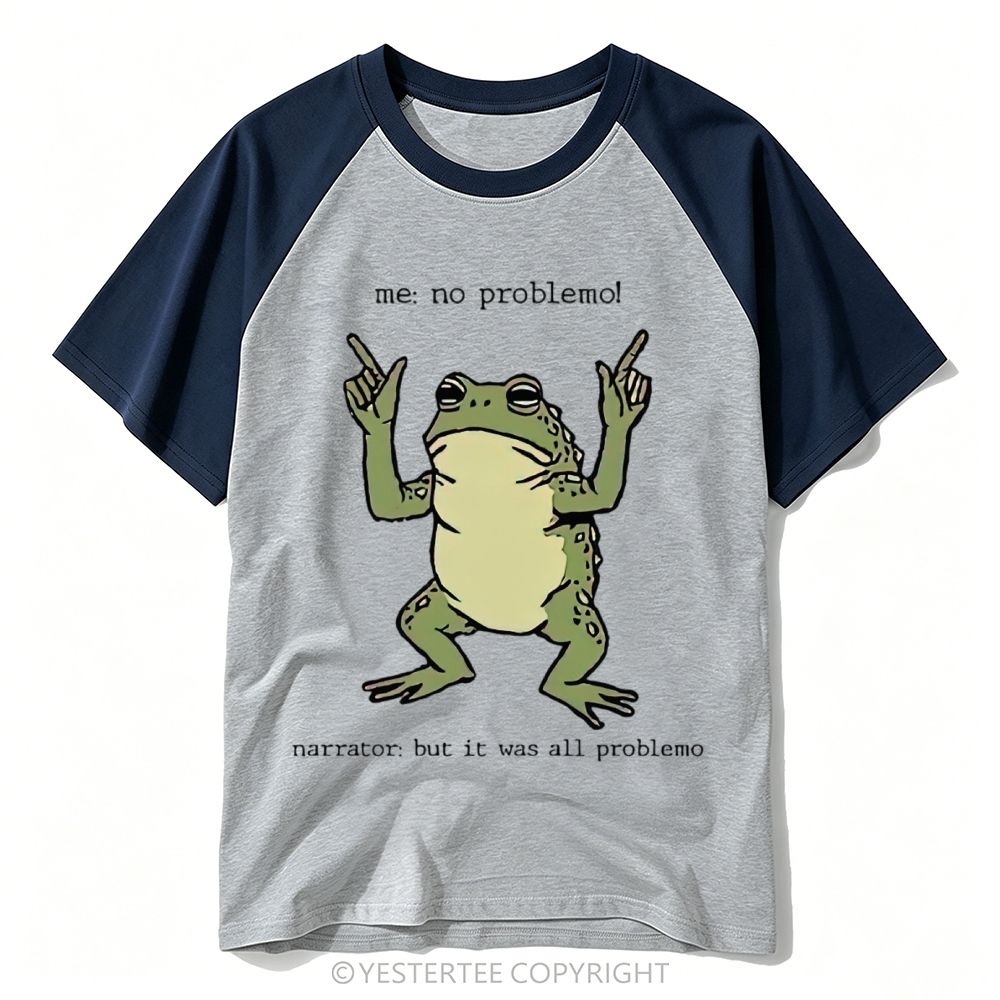 Yestertee Funny Meme Frog Double Hand Middle Finger Pun Cartoon Baseball T-shirt