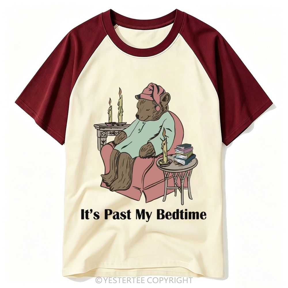 Yestertee Bedtime Sleepy Nightgown Bear Candle Books Baseball T-shirt