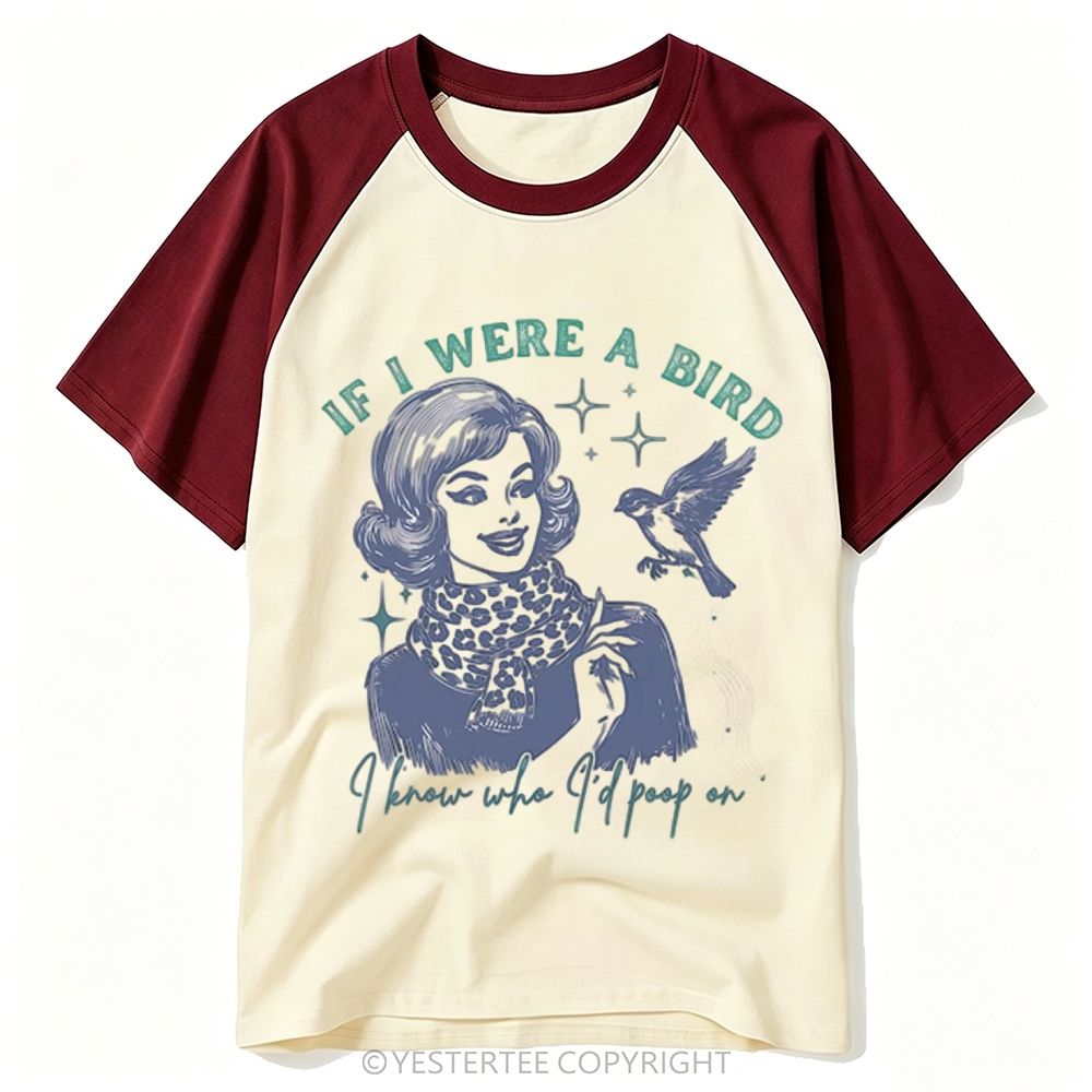 Yestertee Pin Up Leopard Scarf Lady Bird Dark Humor Slogan Baseball T-shirt
