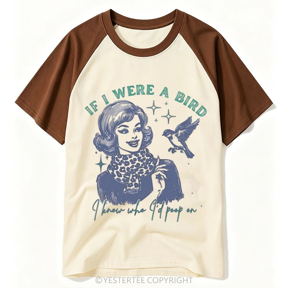 Yestertee Pin Up Leopard Scarf Lady Bird Dark Humor Slogan Baseball T-shirt