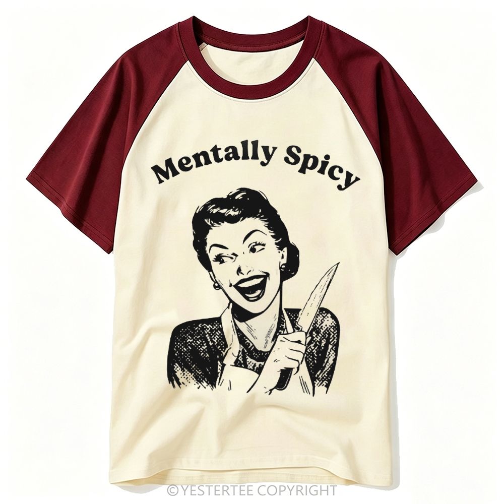 Yestertee Retro Pin Up Housewife Knife Sassy Text Baseball T-shirt 