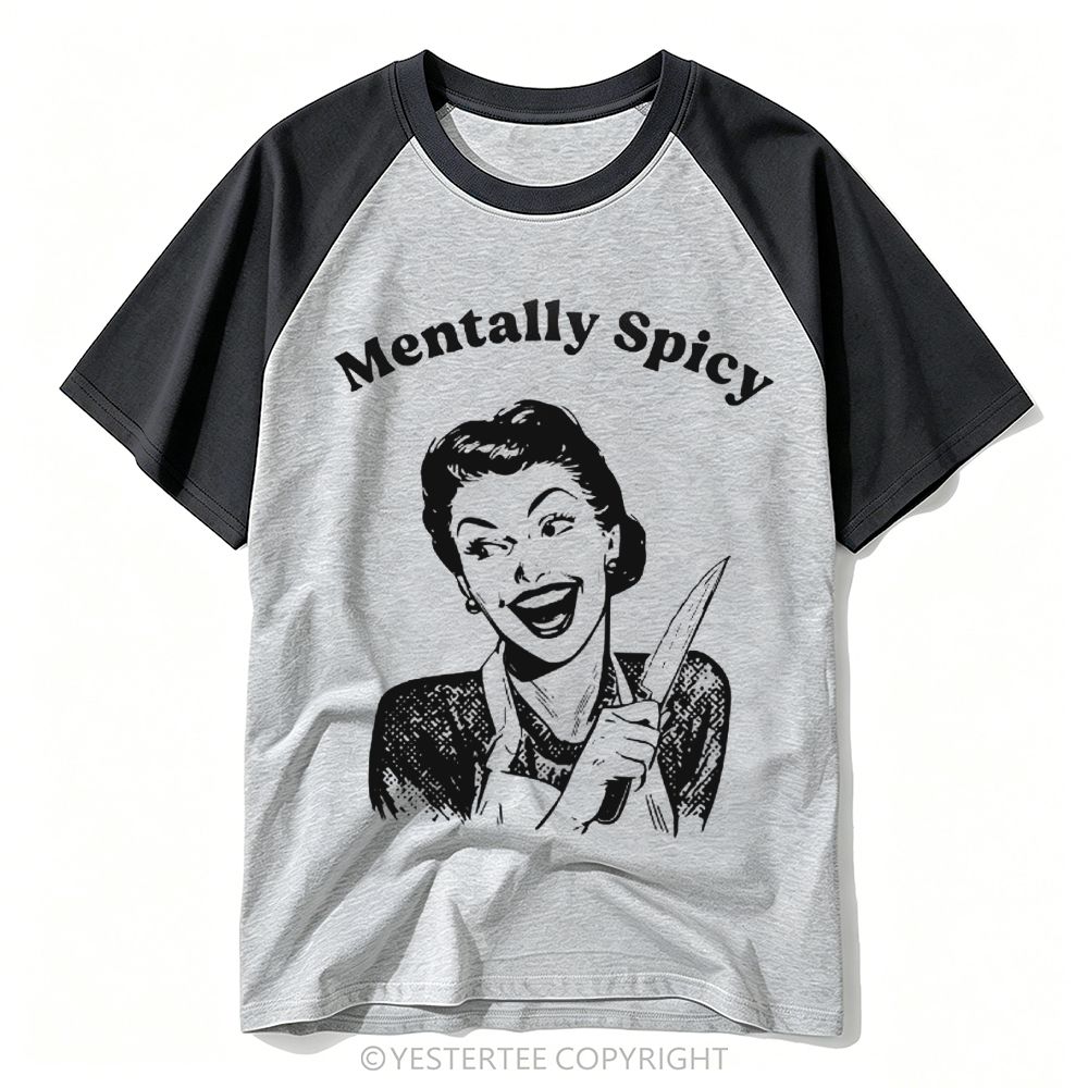 Yestertee Retro Pin Up Housewife Knife Sassy Text Baseball T-shirt 