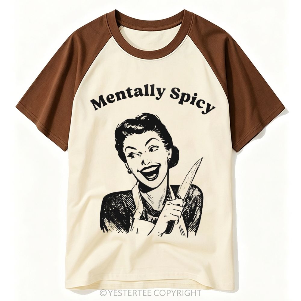 Yestertee Retro Pin Up Housewife Knife Sassy Text Baseball T-shirt 