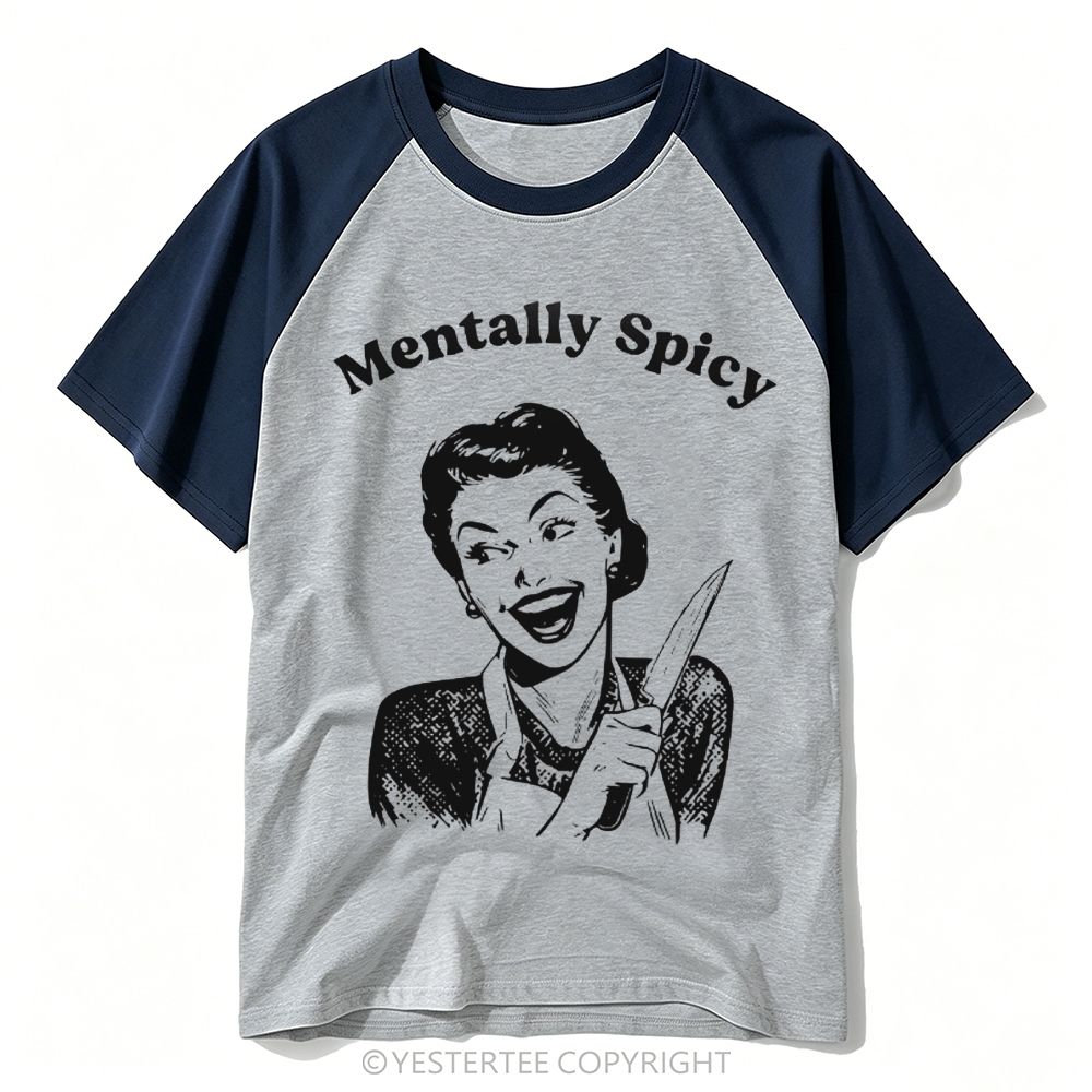 Yestertee Retro Pin Up Housewife Knife Sassy Text Baseball T-shirt 