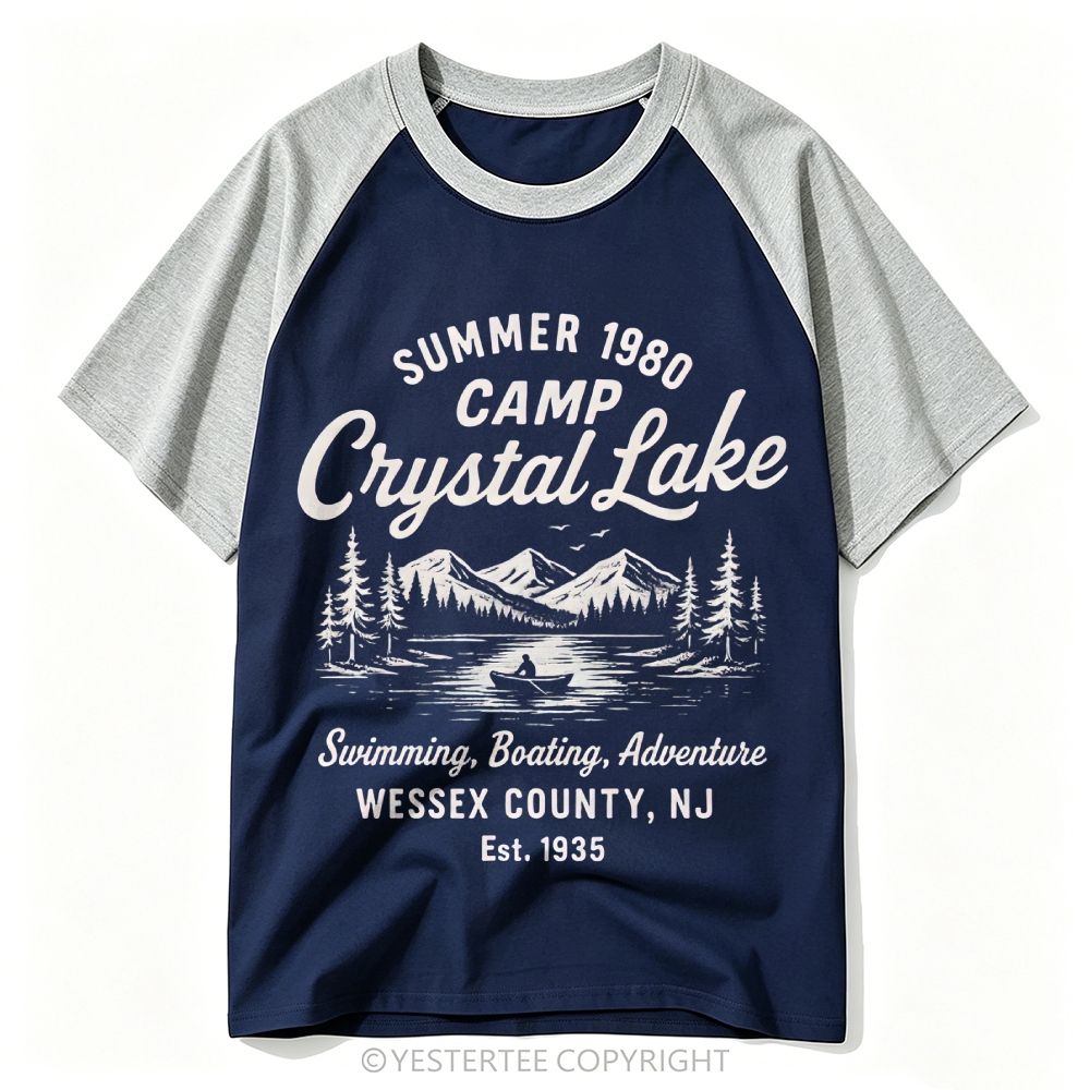 Yestertee Mountain Lake Canoe Camp Crystal Lake Baseball T-shirt