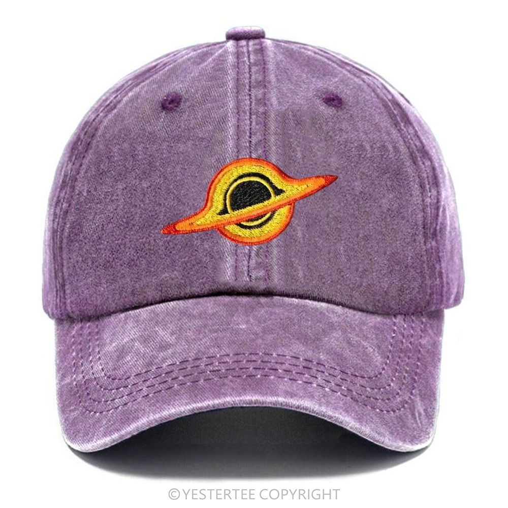 Yestertee Embroidered Colorful Ring Planet Washed Cap 