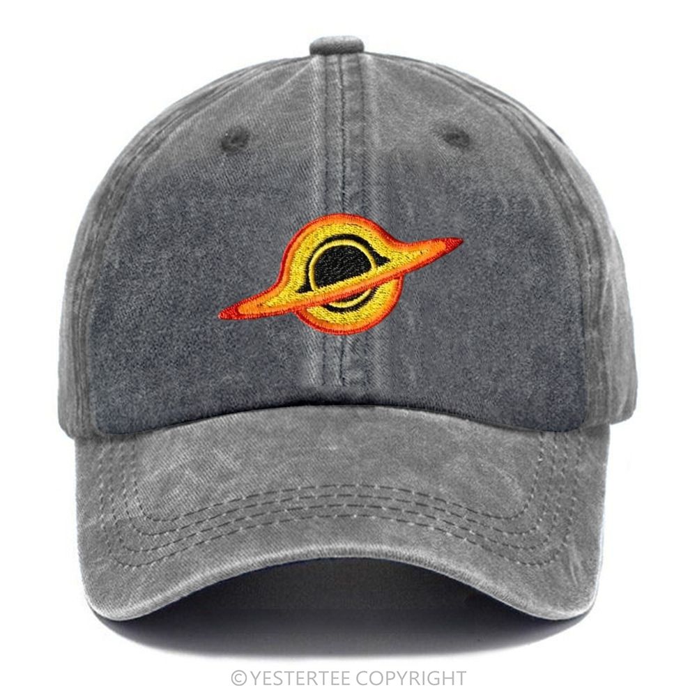 Yestertee Embroidered Colorful Ring Planet Washed Cap 