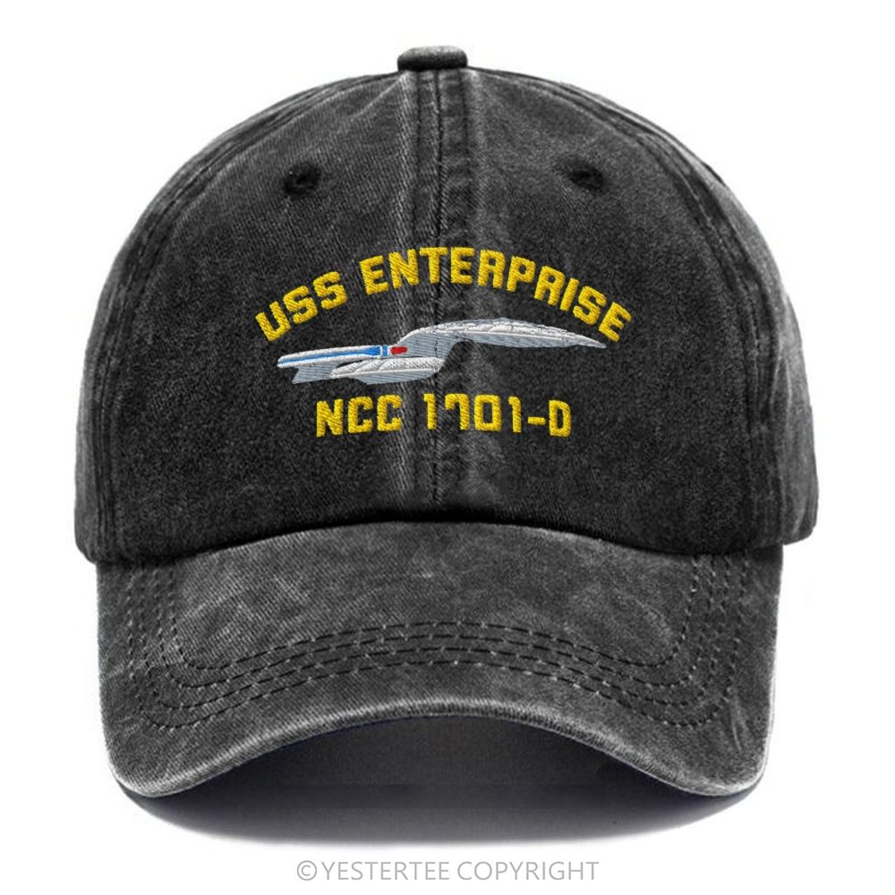 Yestertee Embroidered Retro Sci-Fi Spaceship Letter Washed Cap 