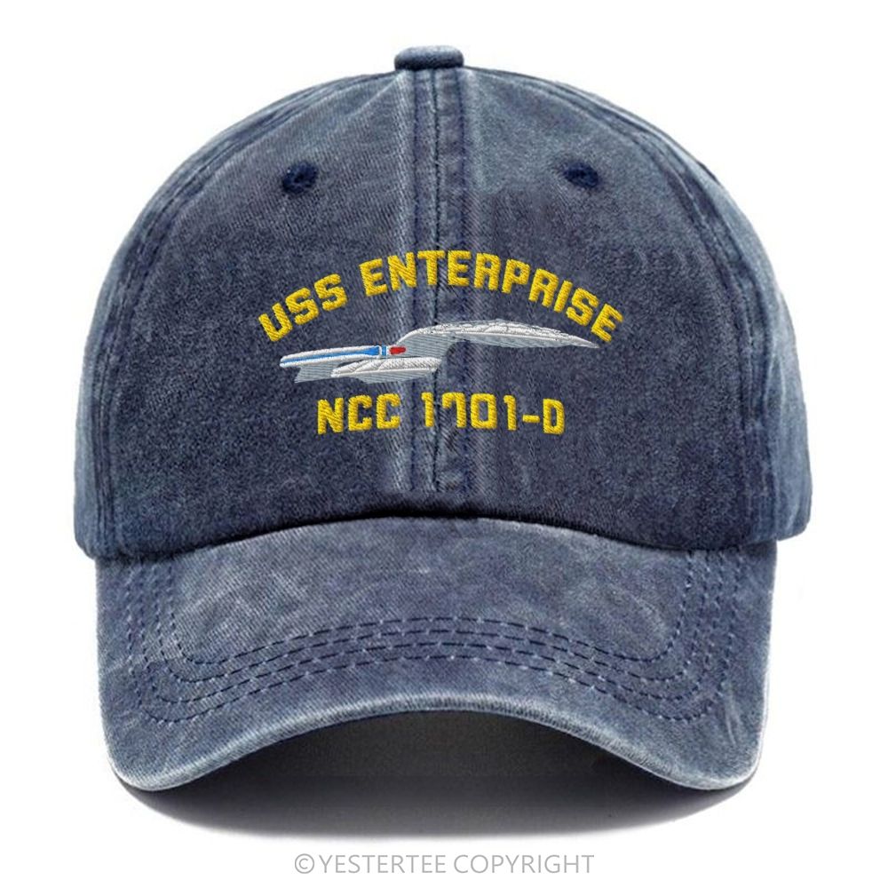 Yestertee Embroidered Retro Sci-Fi Spaceship Letter Washed Cap 