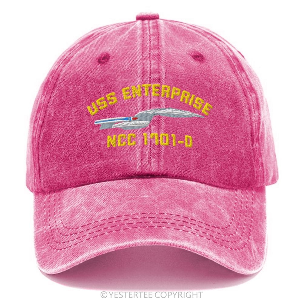 Yestertee Embroidered Retro Sci-Fi Spaceship Letter Washed Cap 