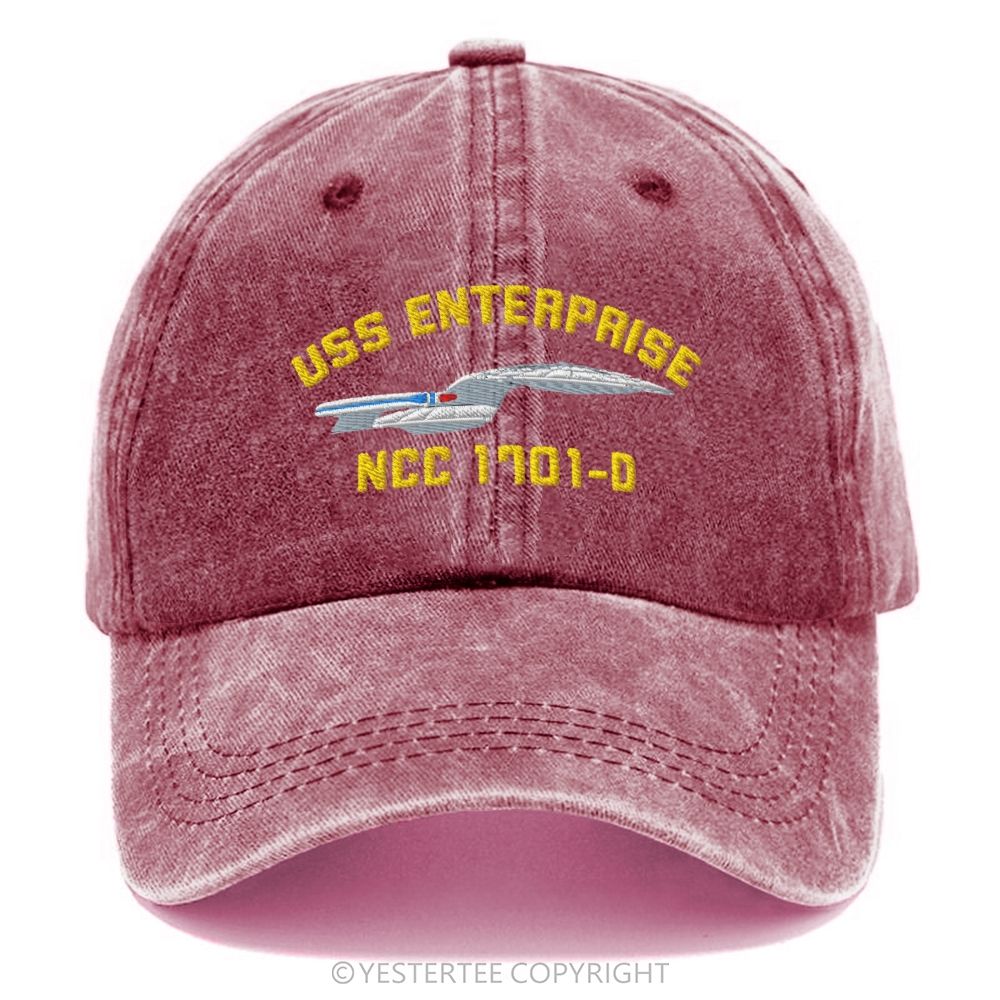 Yestertee Embroidered Retro Sci-Fi Spaceship Letter Washed Cap 