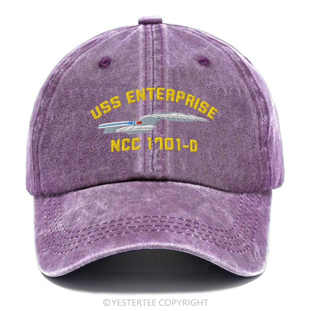 Yestertee Embroidered Retro Sci-Fi Spaceship Letter Washed Cap 