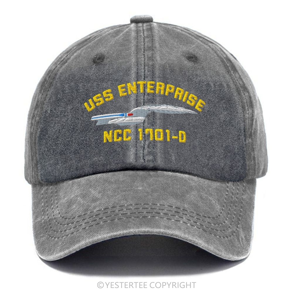 Yestertee Embroidered Retro Sci-Fi Spaceship Letter Washed Cap 