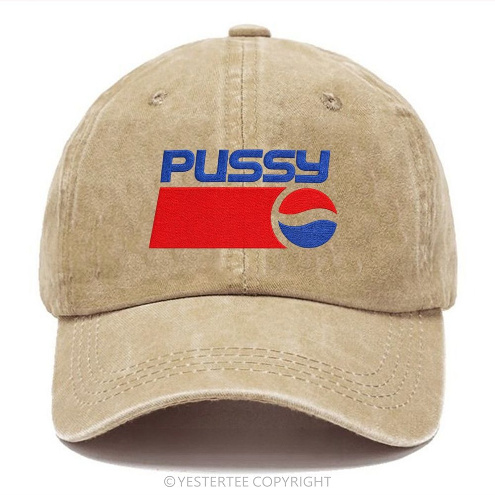 Yestertee Embroidered Abstract Red Blue Geometric Letter Washed Cap 