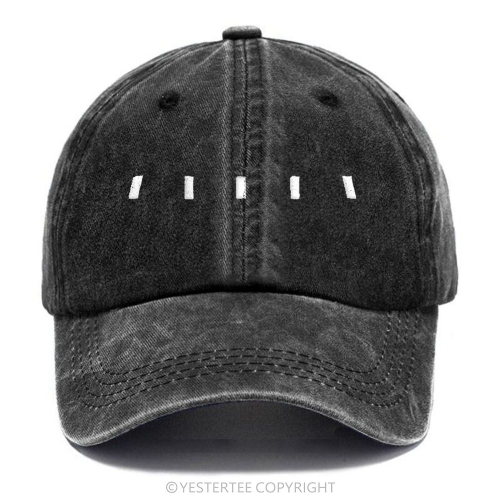 Yestertee Embroidered Simple White Short Line Washed Cap 
