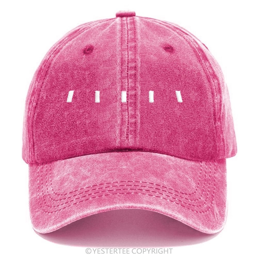 Yestertee Embroidered Simple White Short Line Washed Cap 
