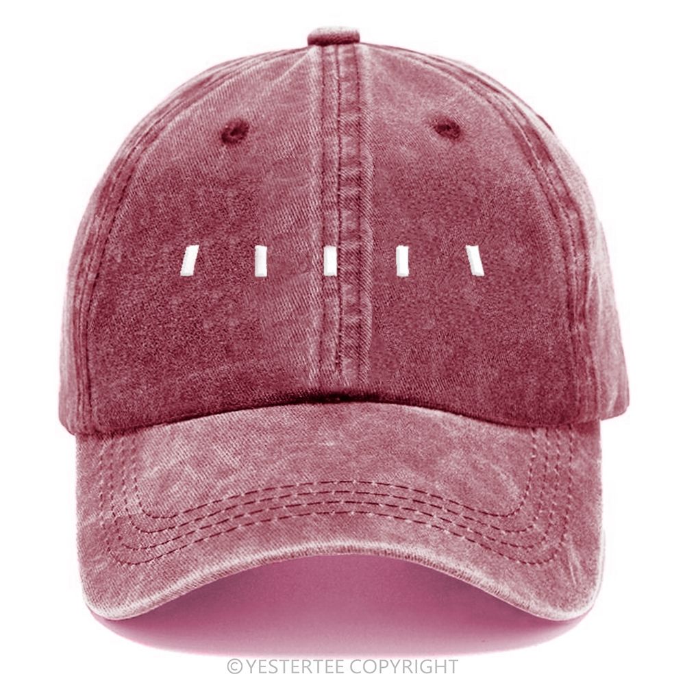 Yestertee Embroidered Simple White Short Line Washed Cap 