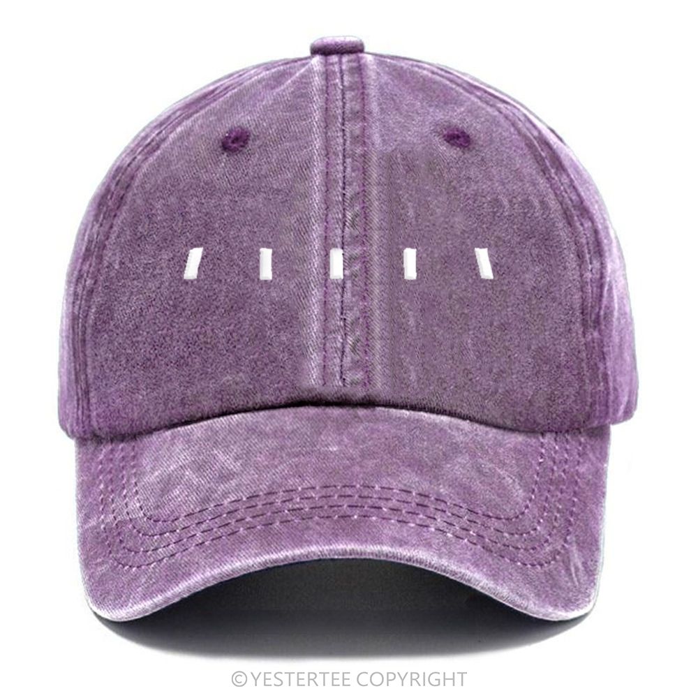 Yestertee Embroidered Simple White Short Line Washed Cap 