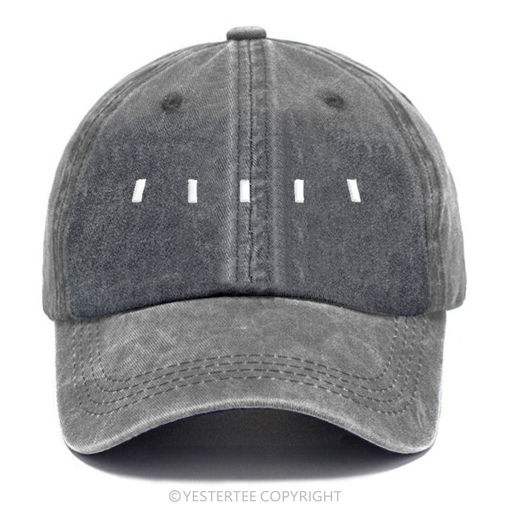 Yestertee Embroidered Simple White Short Line Washed Cap 