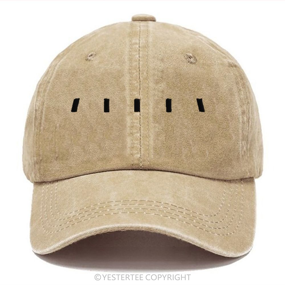 Yestertee Embroidered Simple White Short Line Washed Cap 
