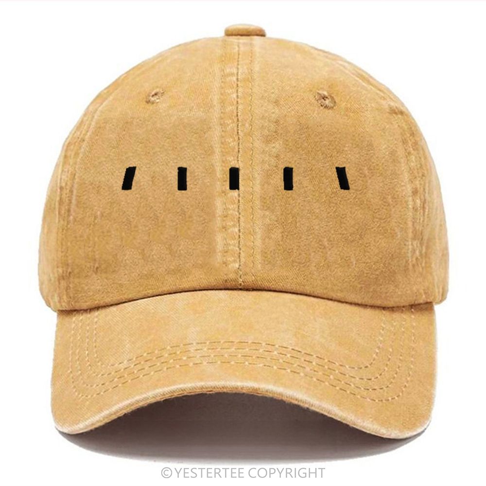 Yestertee Embroidered Simple White Short Line Washed Cap 