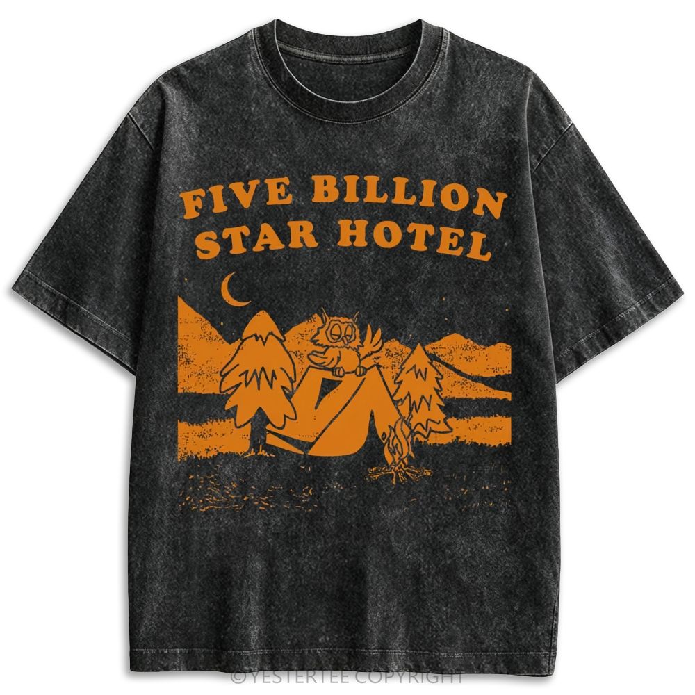 Sarcastic Camping Five Star Hotel Owl Mountain Retro Washed T-shirt