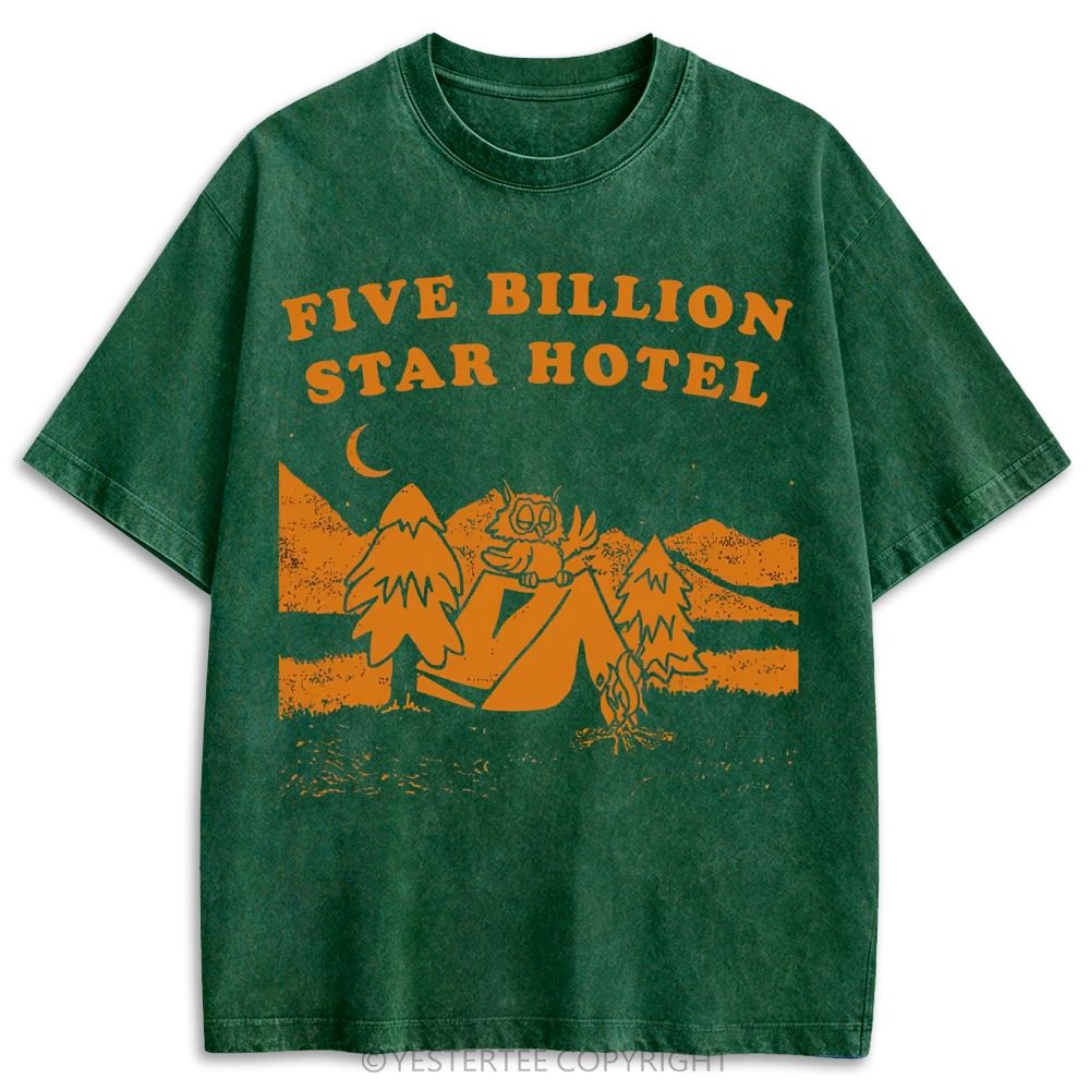 Sarcastic Camping Five Star Hotel Owl Mountain Retro Washed T-shirt